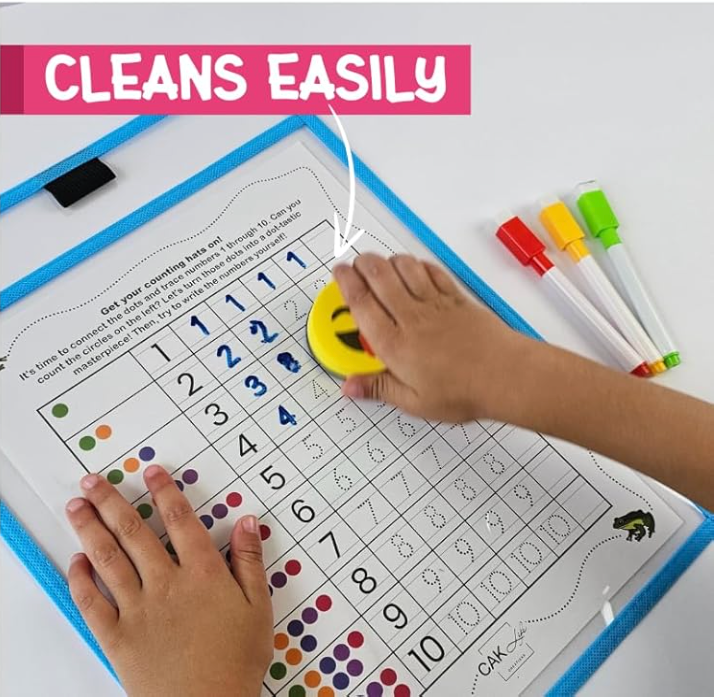 Mindful learning is bonding, all in one set. Reusable dry erase pockets, makers, eraser, and hand pick activity sheets