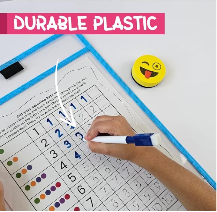 Mindful learning is bonding, all in one set. Reusable dry erase pockets, makers, eraser, and hand pick activity sheets
