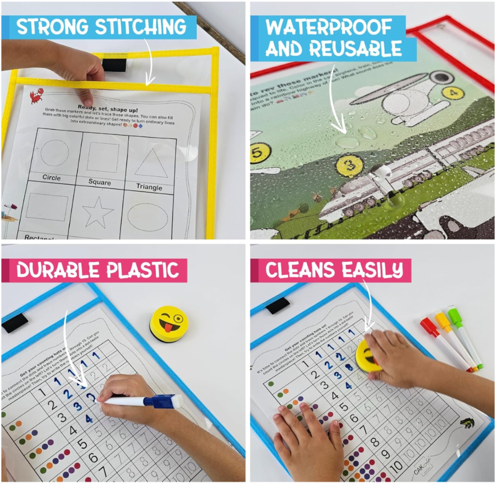 Mindful learning is bonding, all in one set. Reusable dry erase pockets, makers, eraser, and hand pick activity sheets